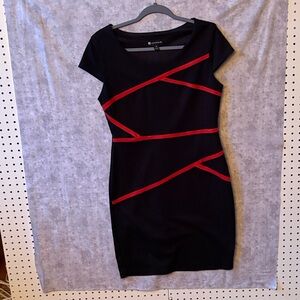Valerie Bertinelli Black Dress with Red Accents